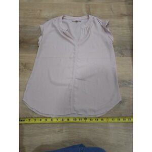 Philosophy Republic Clothing Blouse Top XS Dusty Rose Pleated V-Neck Used‎